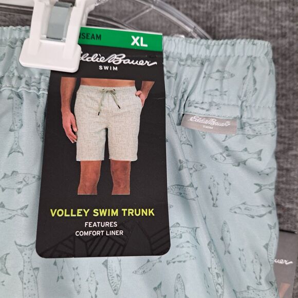 Eddie Bauer Light Blue Fish Print Volley Swim Trunk Shorts NWT MENS Size XL - Picture 5 of 9